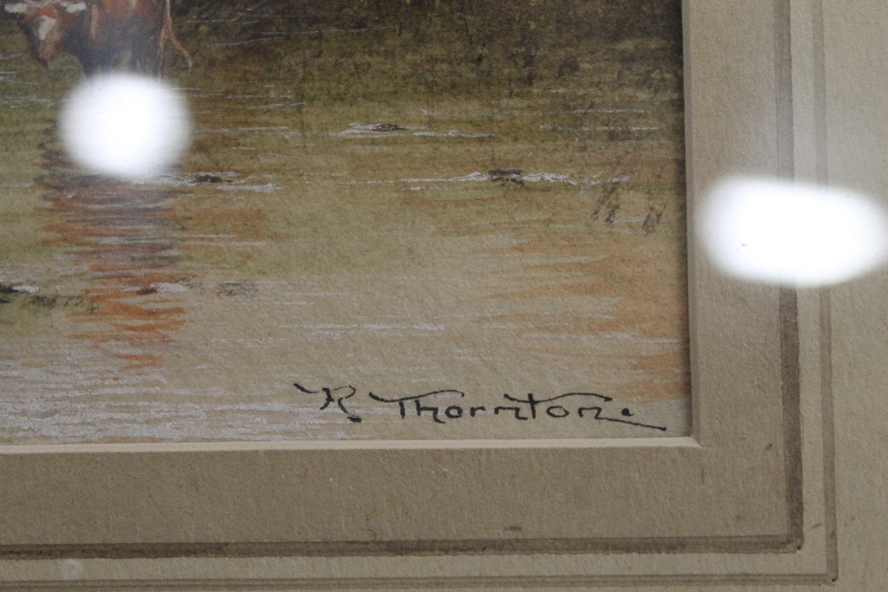 R THORNTON, a pair of watercolours, Rural Scenes, framed and glazed. Each 24.5 x 17 cm. - Image 3 of 5