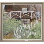 PHYLLIS GILES, Mill Garden, oil on board, initialled PMG, framed. 53.5 x 49 cm.