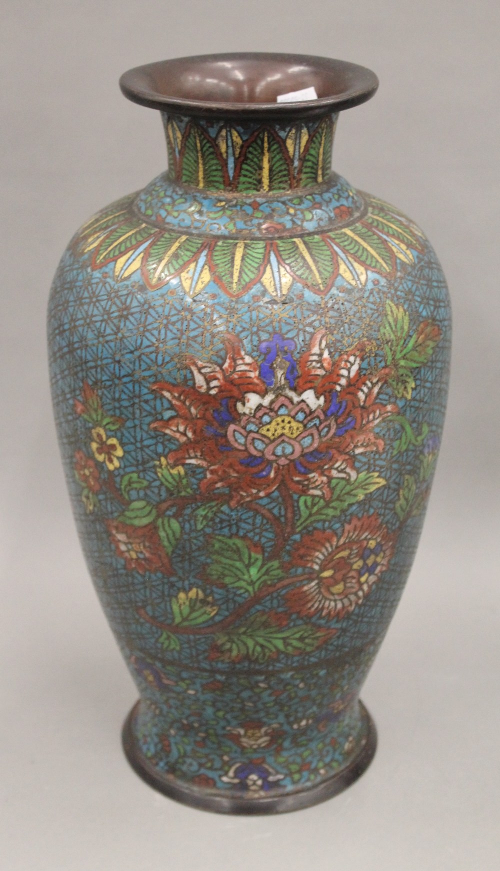 A pair of large cloisonne vases. 39.5 cm high. - Image 6 of 11