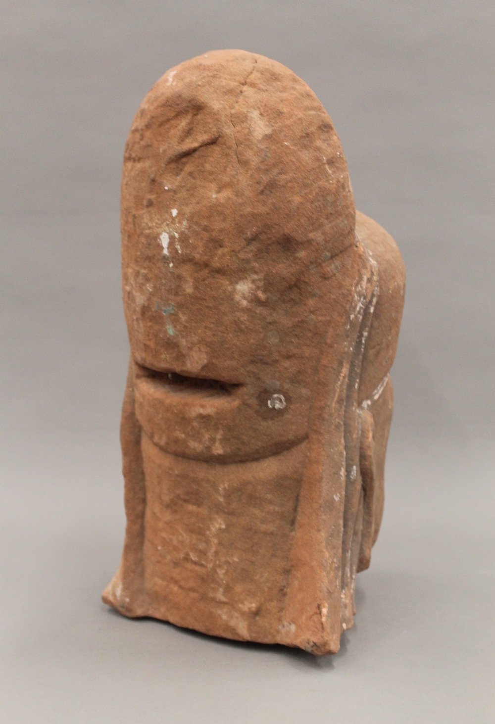 A Chinese carved stone head, possibly Ming. 35 cm high. - Image 4 of 6