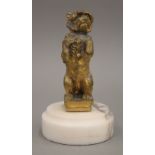 A 19th century gilded bronze figure of a dog, signed ''Meisner''. 9.5 cm high.