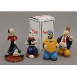 Four Wade Popeye figurines, one boxed.