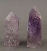 A pair of amethyst obelisks.