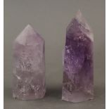 A pair of amethyst obelisks.