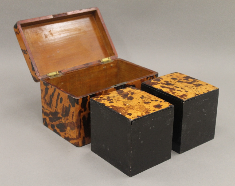 A 19th century Japanese lacquered tortoiseshell tea caddy. 19.5 cm wide. - Image 6 of 12