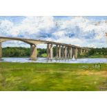 HENRIETTA CHARTERIS (20th/21st century) British, Orwell Bridge, oil on canvas, signed and dated 14.