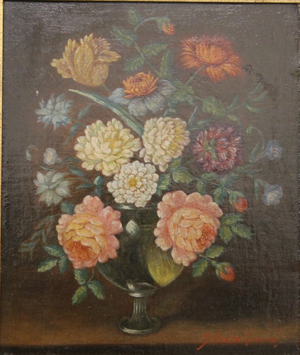 J VAN DE BERGER, Flowers, oil on board, signed, framed. 27.5 x 33 cm. - Image 2 of 5