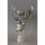 A tazza formed as a stag. 38.5 cm high. Width of bowl 21 cm.