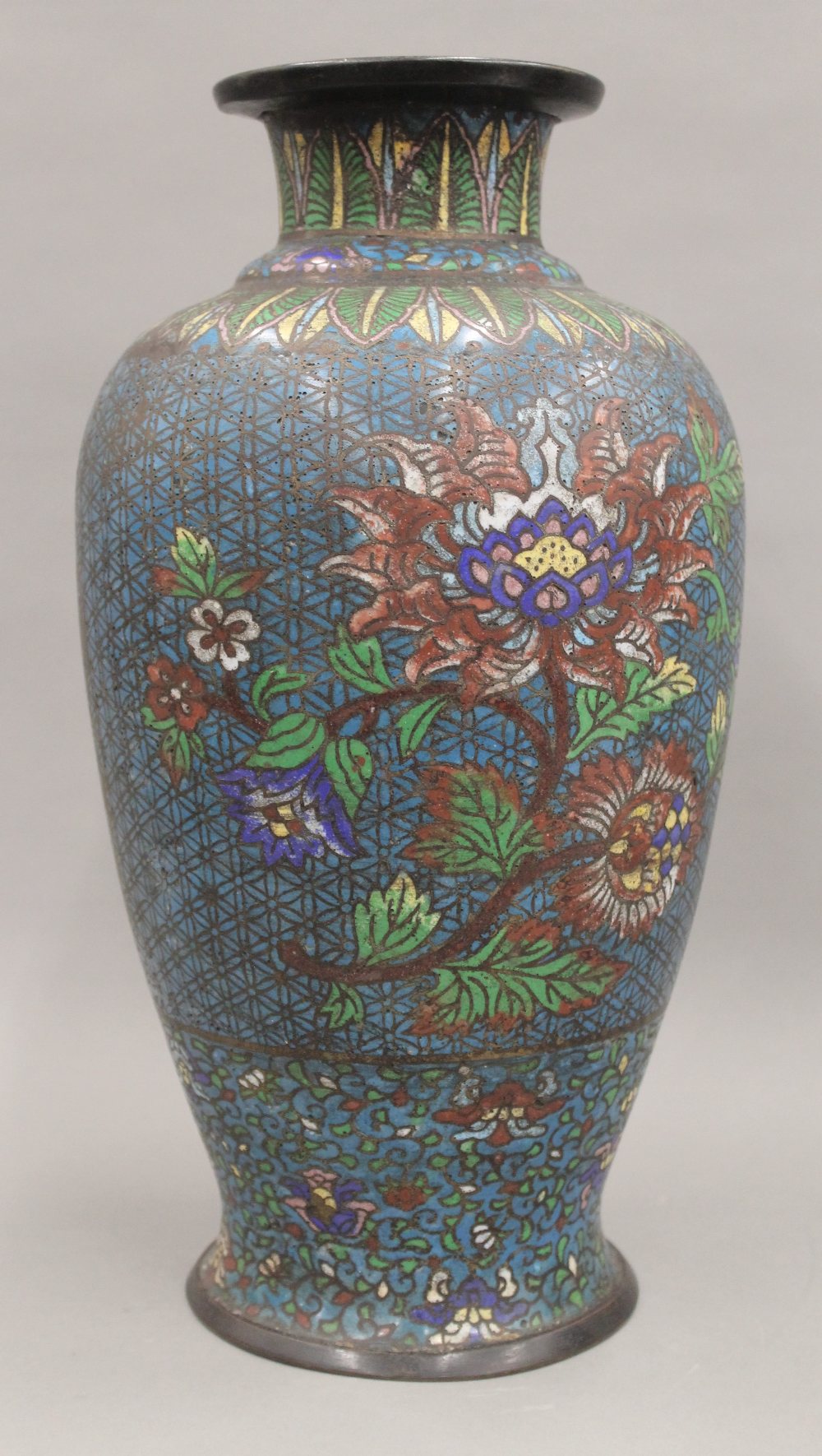 A pair of large cloisonne vases. 39.5 cm high. - Image 3 of 11