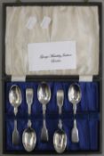 Five Georgian Fiddle pattern teaspoons by George Maudsley Jackson of London. 88.6 grammes.