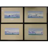A set of four Maltese paintings, gouache on paper, indistinctly signed GALEA,