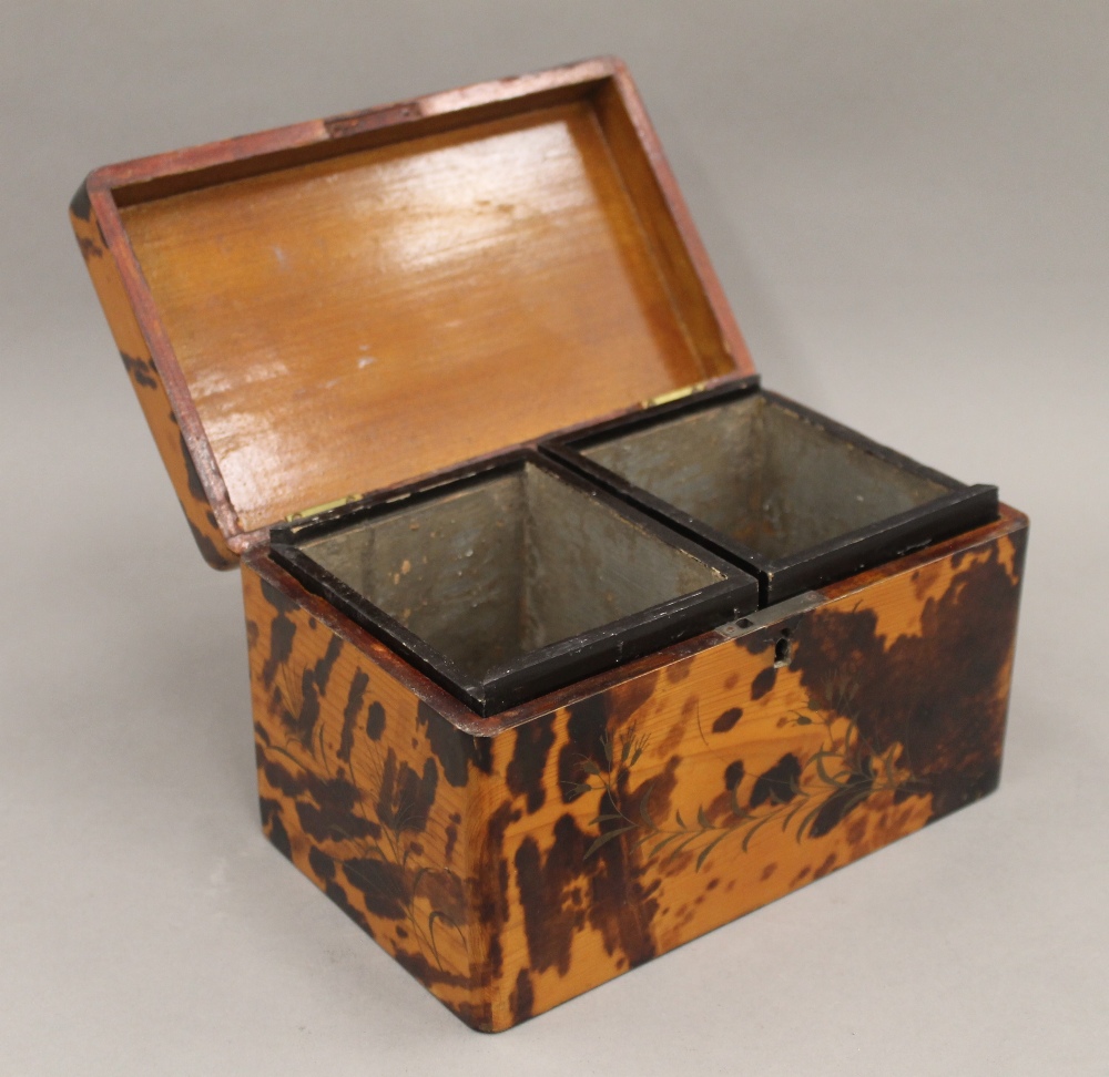 A 19th century Japanese lacquered tortoiseshell tea caddy. 19.5 cm wide. - Image 10 of 12