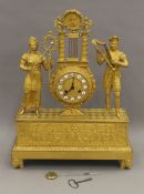 A 19th century ormolu figural mantle clock. 50 cm high.