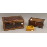 Three vintage wooden boxes. The largest 30.5 cm wide.