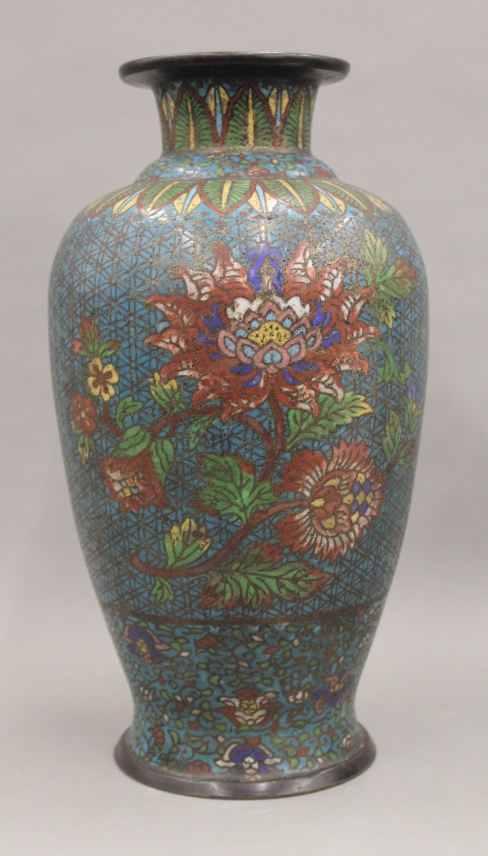 A pair of large cloisonne vases. 39.5 cm high. - Image 7 of 11