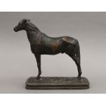 EMMANUEL FREMIET (1824-1910) French, a patinated bronze animalier sculpture of a stallion, signed.
