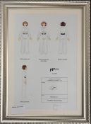 Princess Leia by The Retro Draughtman, print, signed, framed and glazed. 17 x 25.5 cm.