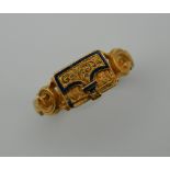 A 19th century unmarked gold mourning ring. Ring size Q/R. 3.2 grammes.