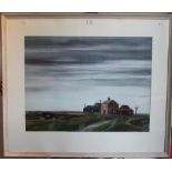 JOHN BULLOCK, Fen Farm Scene, watercolour and gouache, signed and dated 11/68, framed and glazed.