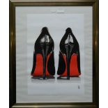 Loub Heels, print, signed, framed and glazed. 29.5 x 41.5 cm.
