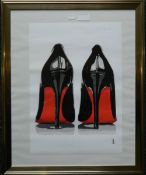 Loub Heels, print, signed, framed and glazed. 29.5 x 41.5 cm.