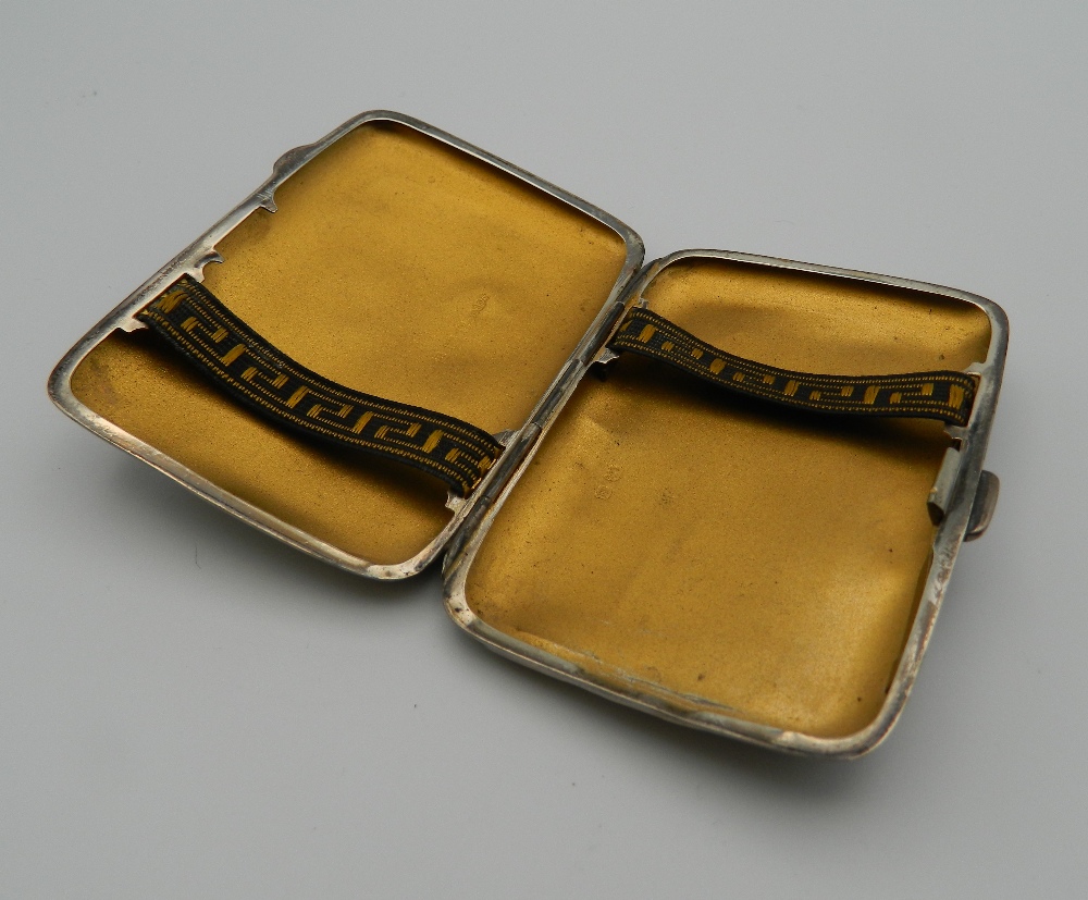 A silver cigarette case. 6 cm wide. 45.5 grammes total weight. - Image 3 of 7