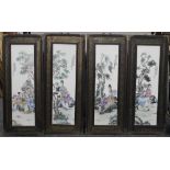 A set of four Chinese plaques, each framed. 93 cm high.