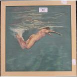 SALLY TRUEMAN (20th/21st century) British, Swimming Nude, pastel, framed and glazed. 28.5 x 28.5 cm.