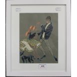 A mid-20th century fashion print, framed and glazed. 17 x 22 cm.