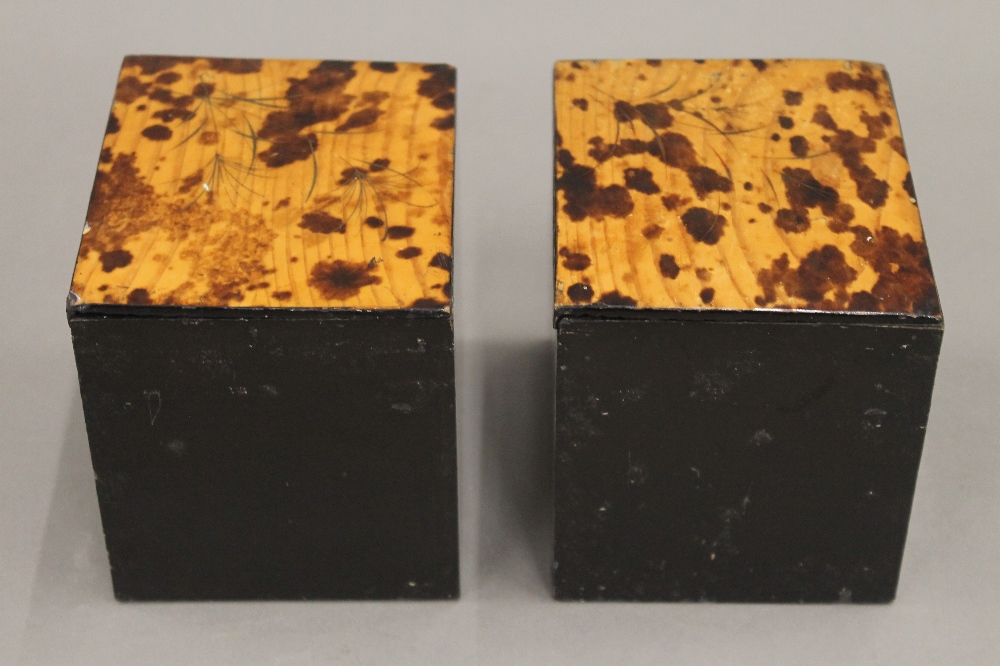 A 19th century Japanese lacquered tortoiseshell tea caddy. 19.5 cm wide. - Image 8 of 12