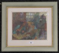 ANNIE NEWNHAM, The Swan, gouache and wax, framed and glazed. 28.5 x 23 cm.