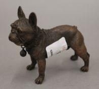 A bronze model of a French Bulldog. 6.5 cm long.