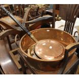 A large copper preserve pan,