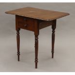 A Victorian mahogany Pembroke work table. 40.5 cm wide flaps down.