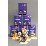 A collection of six boxed Royal Doulton porcelain figurines, The Mickey Mouse Collection,