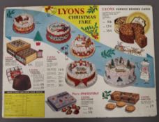 A vintage Palethorpes advertising poster and a Lyons advertising showcard. The latter 42 cm wide.