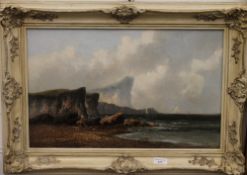 A Victorian Coastal Scene, oil on canvas, framed. 54 x 34 cm.