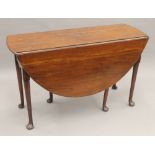 A 19th century mahogany drop leaf table. 120 cm long.