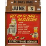 An Electricity Board show room advertising sign. 47 x 59 cm.