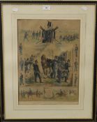 A 19th century Rifle Brigade print, framed and glazed. 31 x 45 cm.