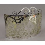 A sterling silver screen. 28 cm wide. 13.3 troy ounces total weight.