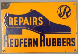 A Redfern Rubbers enamel advertising sign. 30.5 cm wide.