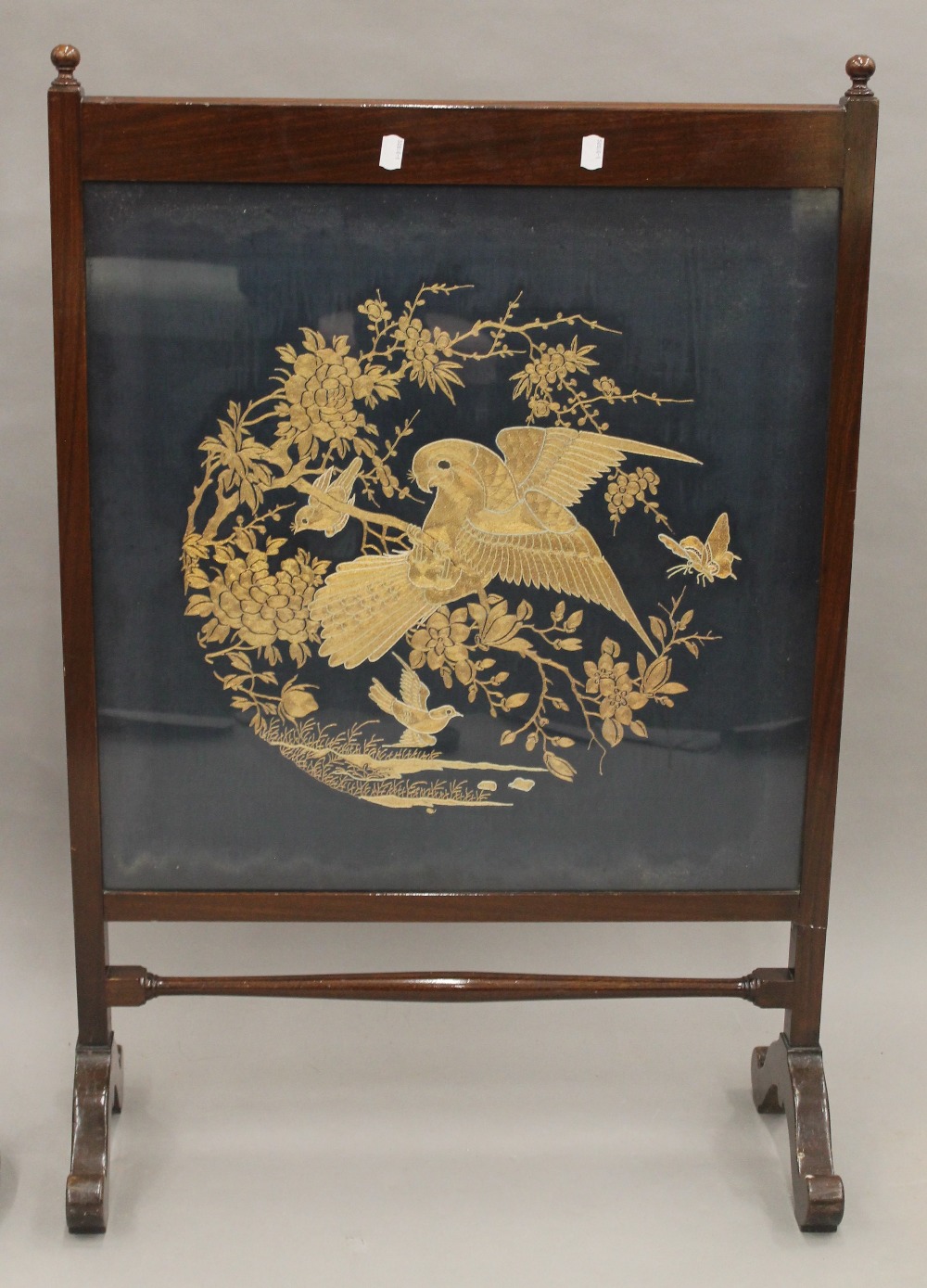 A tapestry inset fire screen and a standard lamp. The former 63.5 cm wide. - Image 2 of 4