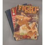 Two 1930/50s Fight Story magazines together with a vintage book of WWII.