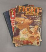 Two 1930/50s Fight Story magazines together with a vintage book of WWII.