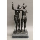 An abstract bronze model of dancers. 46.5 cm high.