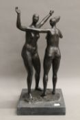 An abstract bronze model of dancers. 46.5 cm high.