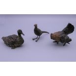 Two cold painted bronze models, one a duck,