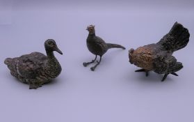 Two cold painted bronze models, one a duck,