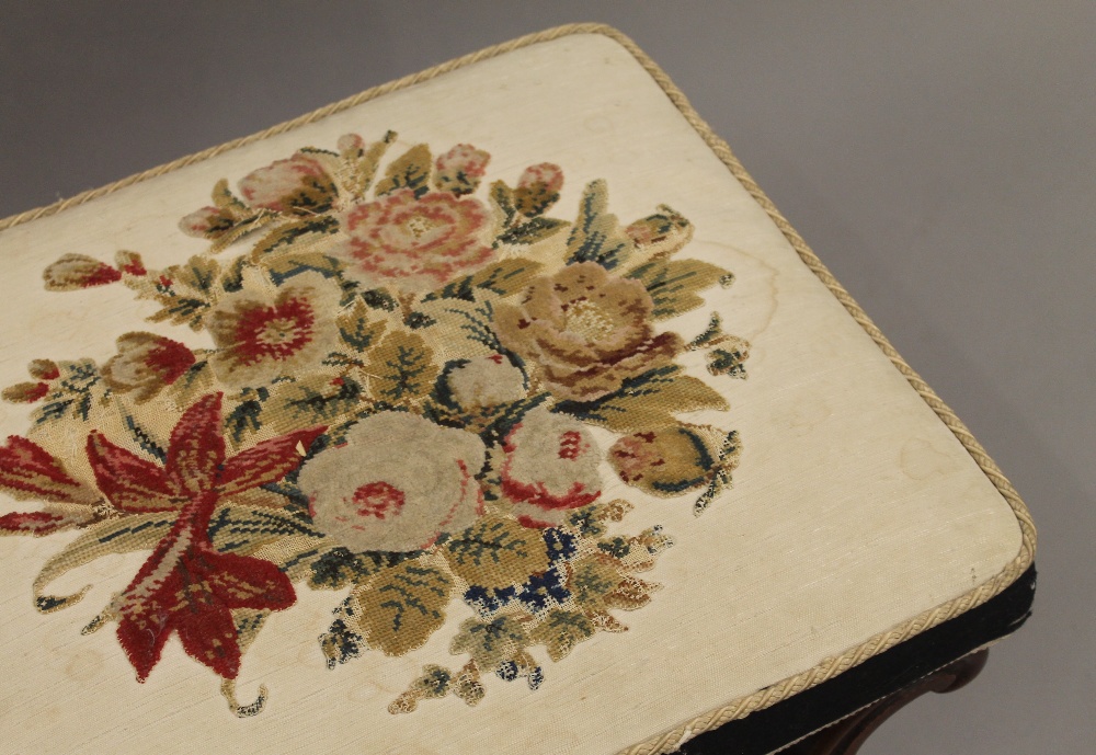 A matched pair of Victorian tapestry covered rosewood x-frame stools. - Image 13 of 13